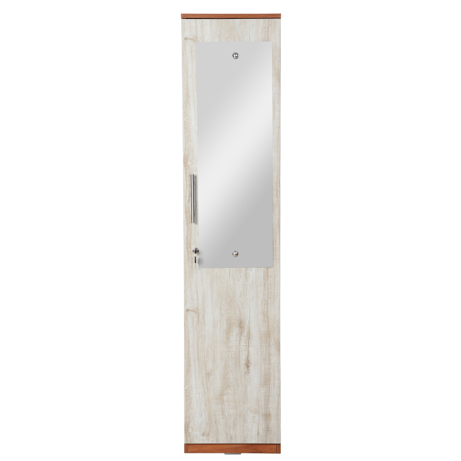 Stylaire 1 Door Wardrobe (Natural Teak & Russian White)-2