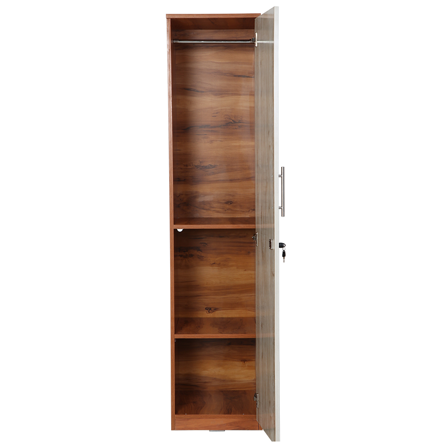 Stylaire 1 Door Wardrobe (Natural Teak & Russian White)-2
