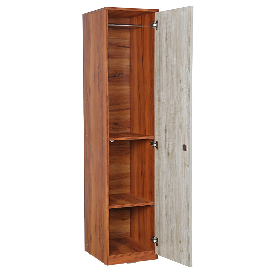 Stylaire 1 Door Wardrobe (Natural Teak & Russian White)-2