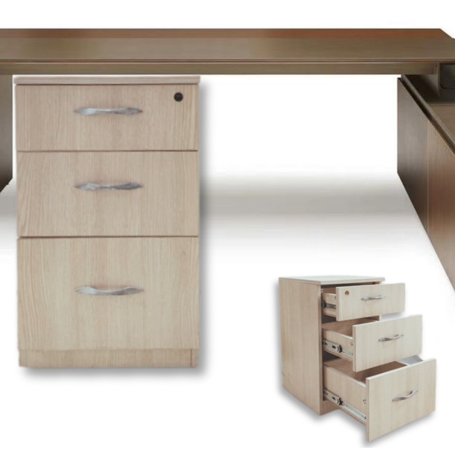 Pedestal 3 Drawers In Natural Oak Finish 