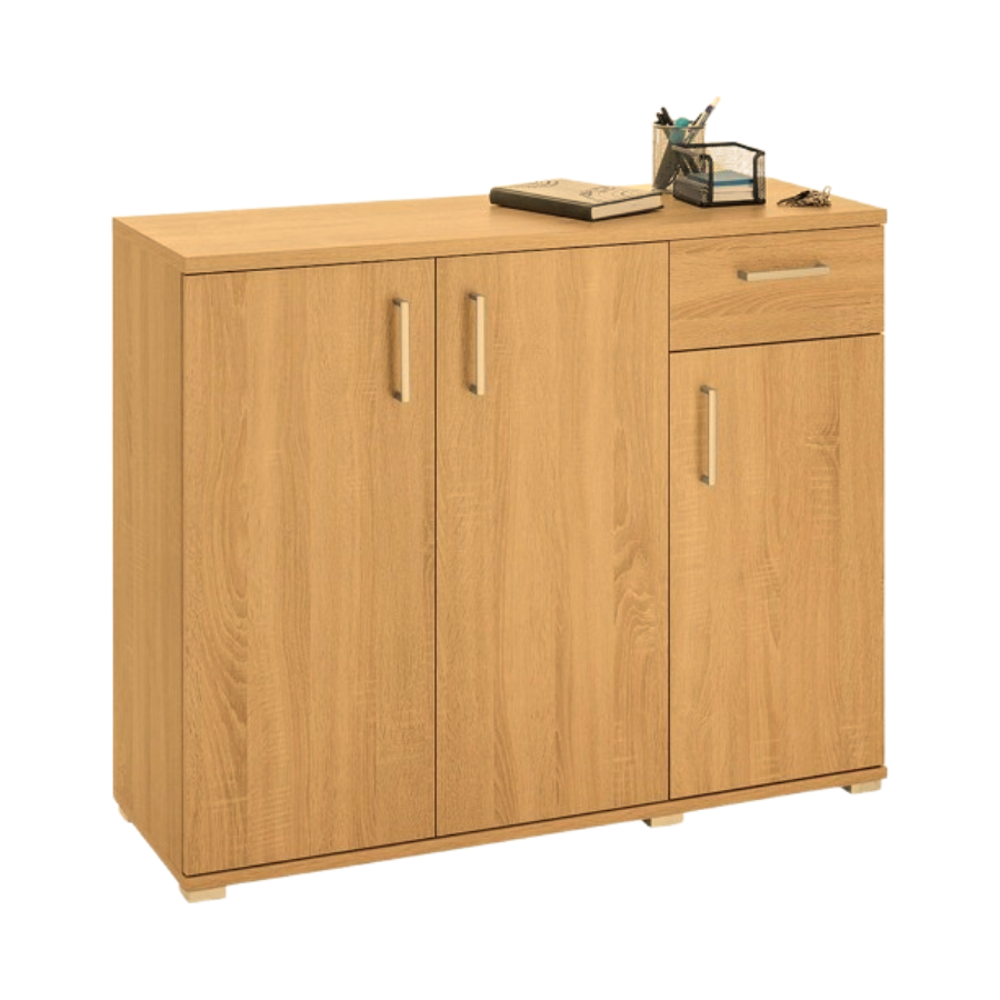 Profile Filing Cabinets with 3 Doors and 1 Drawers in Natural color. 