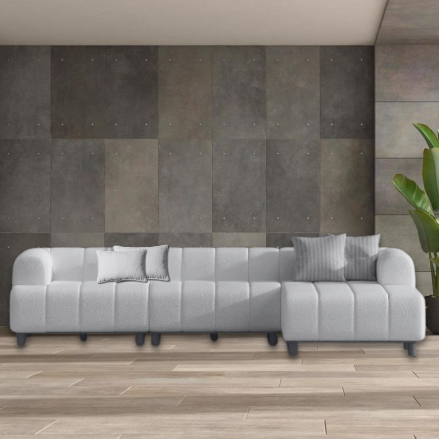 Ruby L Shape Sectional Fabric Sofa in Grey Colour