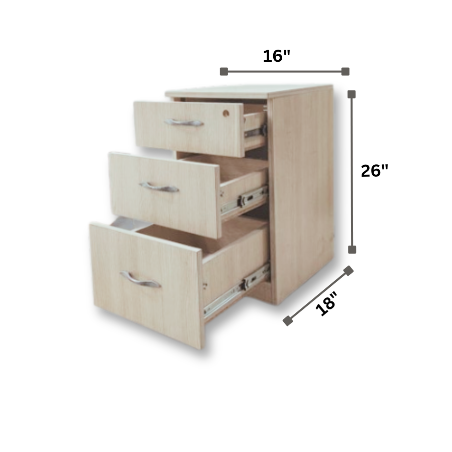 Pedestal 3 Drawers In Natural Oak Finish 